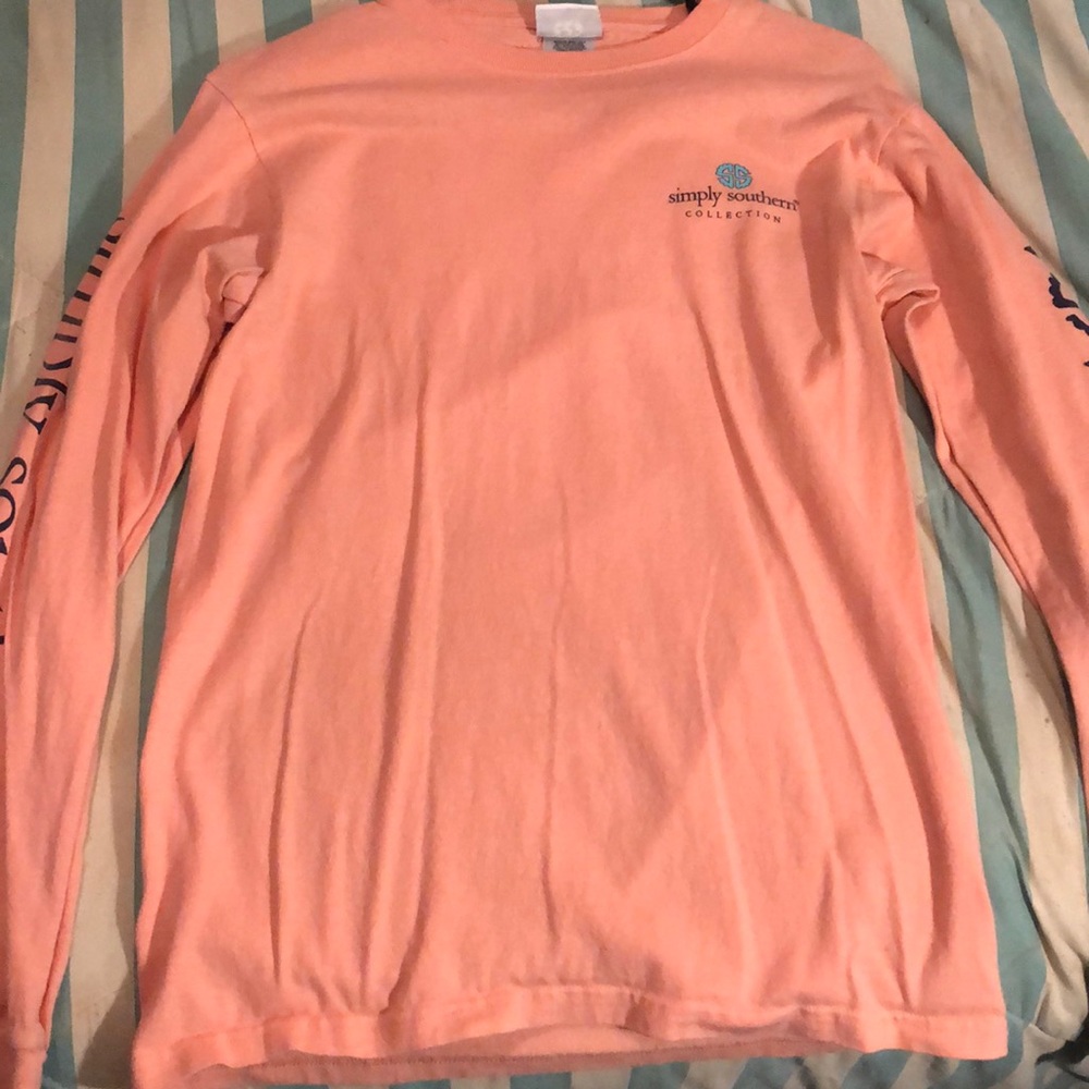 simply southern long sleeve coral color t-shirt